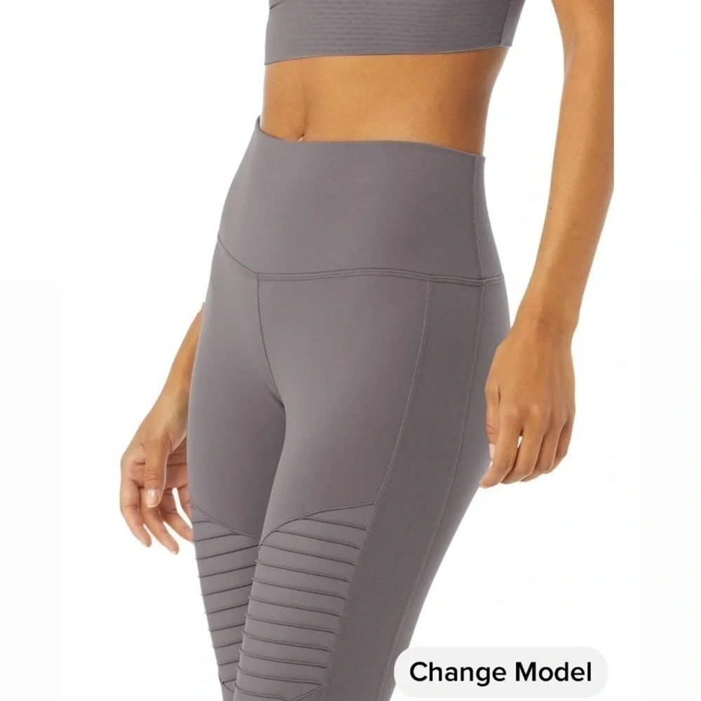 Alo Gray Moto Leggings​​​​​​